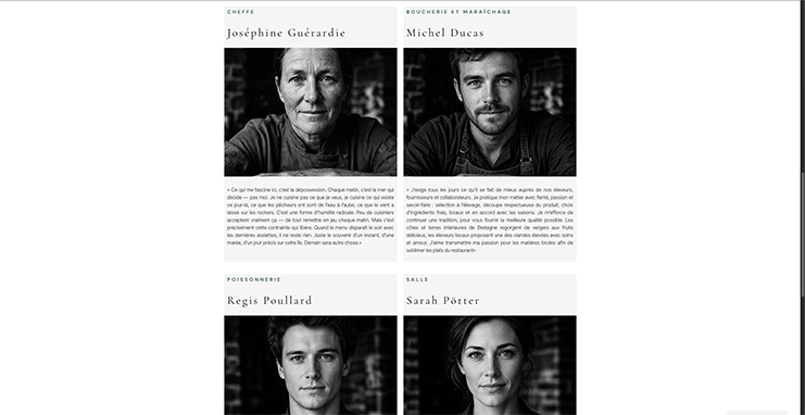Design des profils de l'équipe d'un site web par Clara Becker