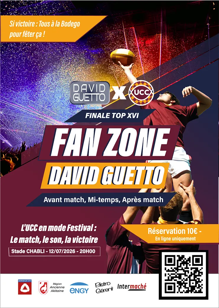 Publicité de Clara Becker pour la fanzone de la finale de rugby à Bordeaux