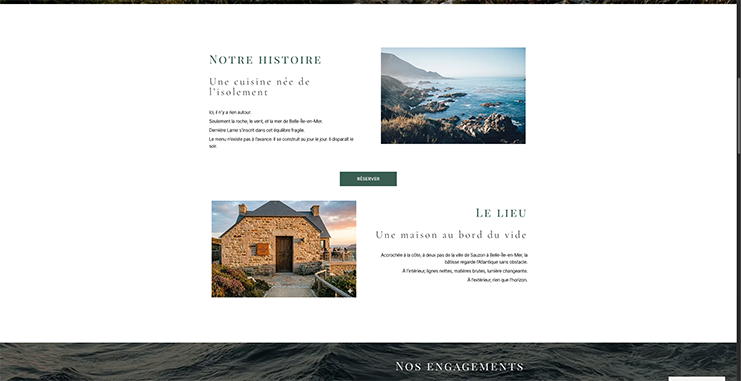 Clara Becker a organisé la structure de l'histoire du site web du restaurant La Dernière Lame